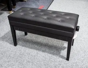Adjustable Leather Duet Piano Stool in Polished Black With Button Top