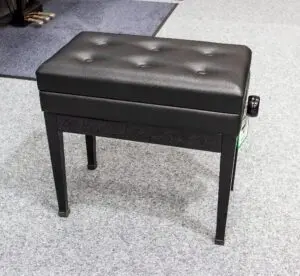 Adjustable Leather Duet Piano Stool in Polished Black With Button Top