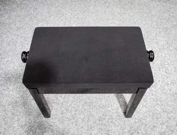 Solo Stool with Velour Top in Polished Black, Handmade in the UK