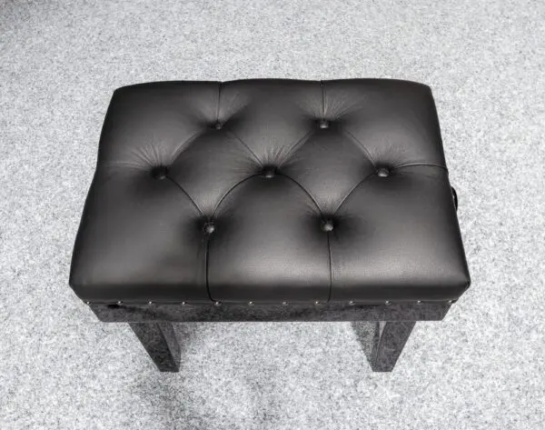 Solo Stool with Velour Top in Polished Black, Handmade in the UK