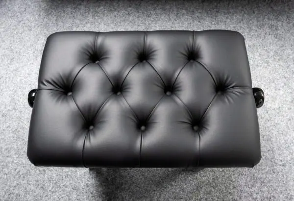Adjustable (Hydraulic) Leather Concert Piano Stool in Polished Black with Button Top - Image 3