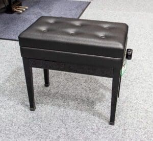 Adjustable Leather Duet Piano Stool in Polished Black With Button Top