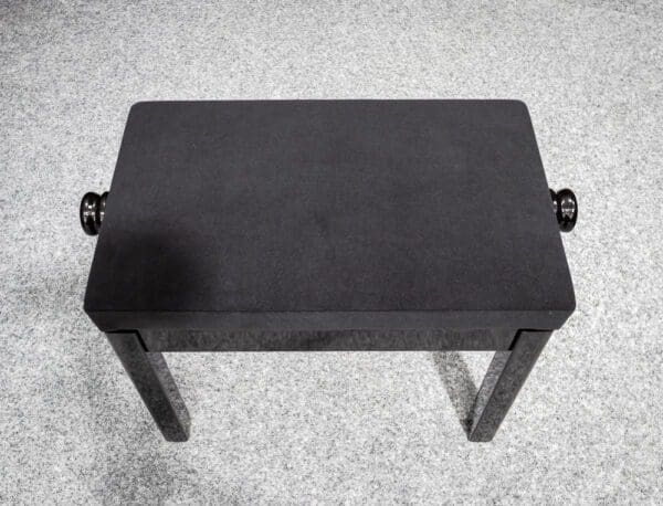 Solo Stool with Velour Top in Polished Black, Handmade in the UK