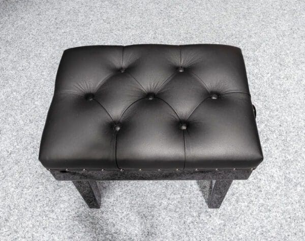 Solo Stool with Velour Top in Polished Black, Handmade in the UK