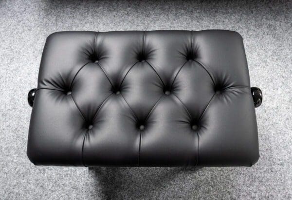 Adjustable (Hydraulic) Leather Concert Piano Stool in Polished Black with Button Top - Image 3