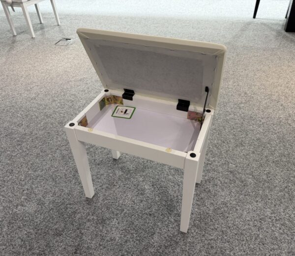 Piano Stool in Satin White with Storage - Image 2